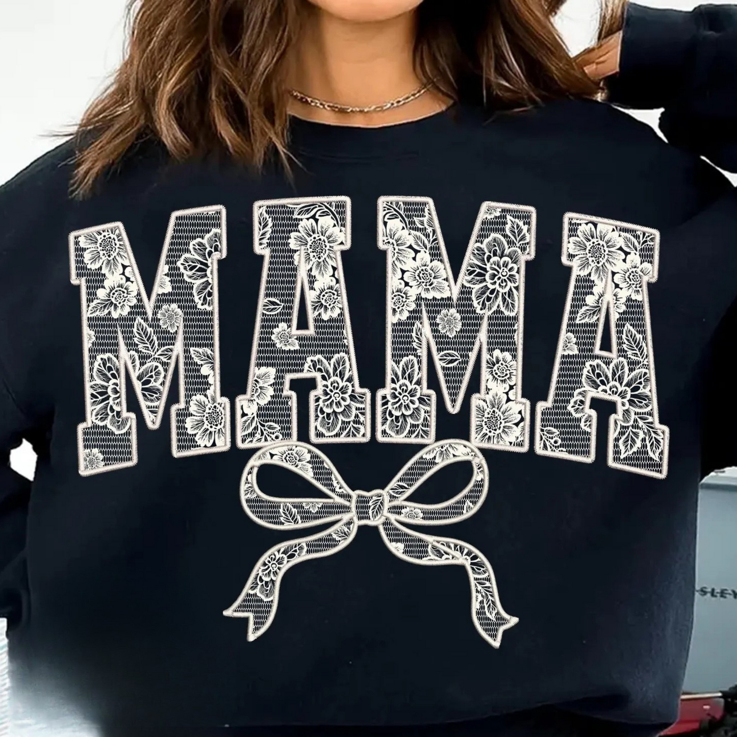 Mama White Lace Bow