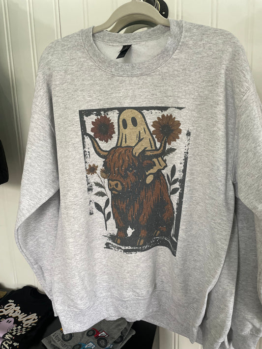 Ghost Highland Cow Crewneck - RTS