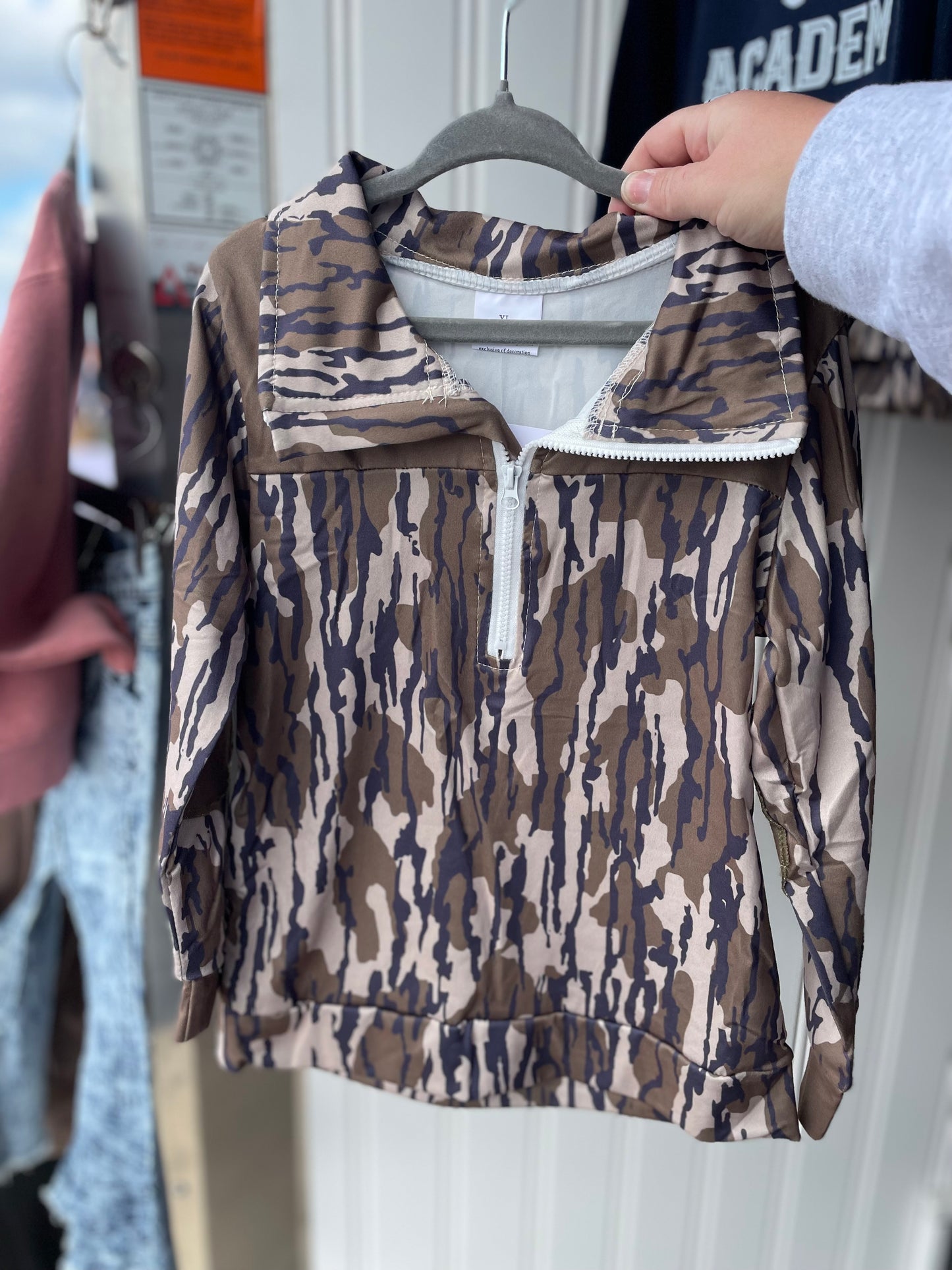 Kids Camoflauge Zip Hunting Pullover
