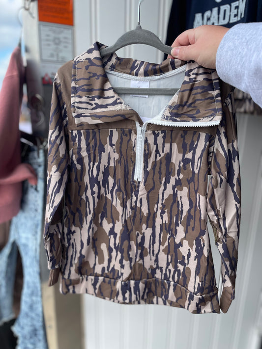 Kids Camoflauge Zip Hunting Pullover