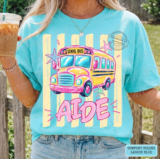 School Bus Aide Doodle Tee