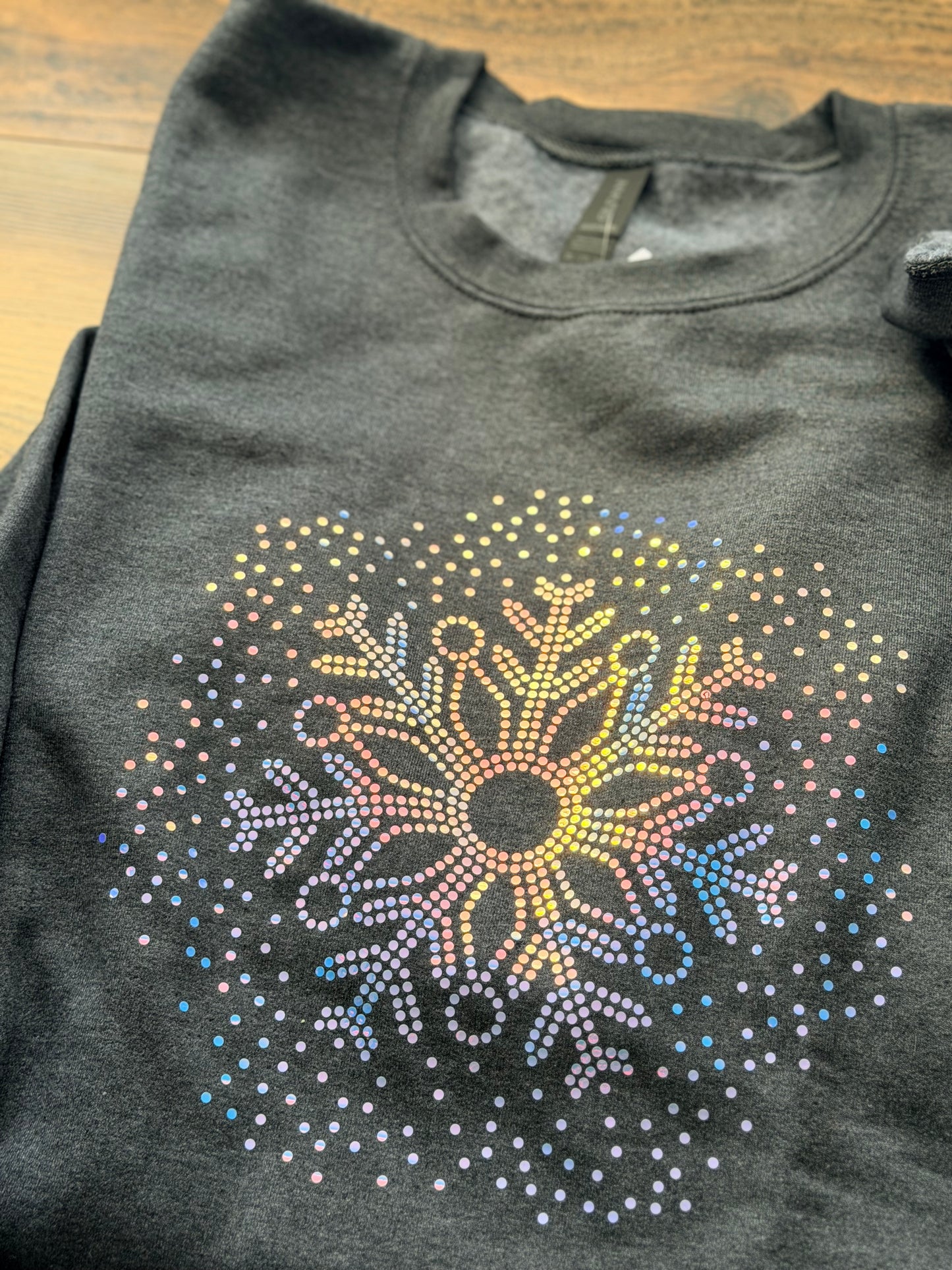 XL - Dark Grey Snowflake Spangle Crewneck