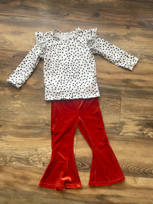 Scattered Dot L/S Ruffle Tee w/Pumpkin Spice Bells