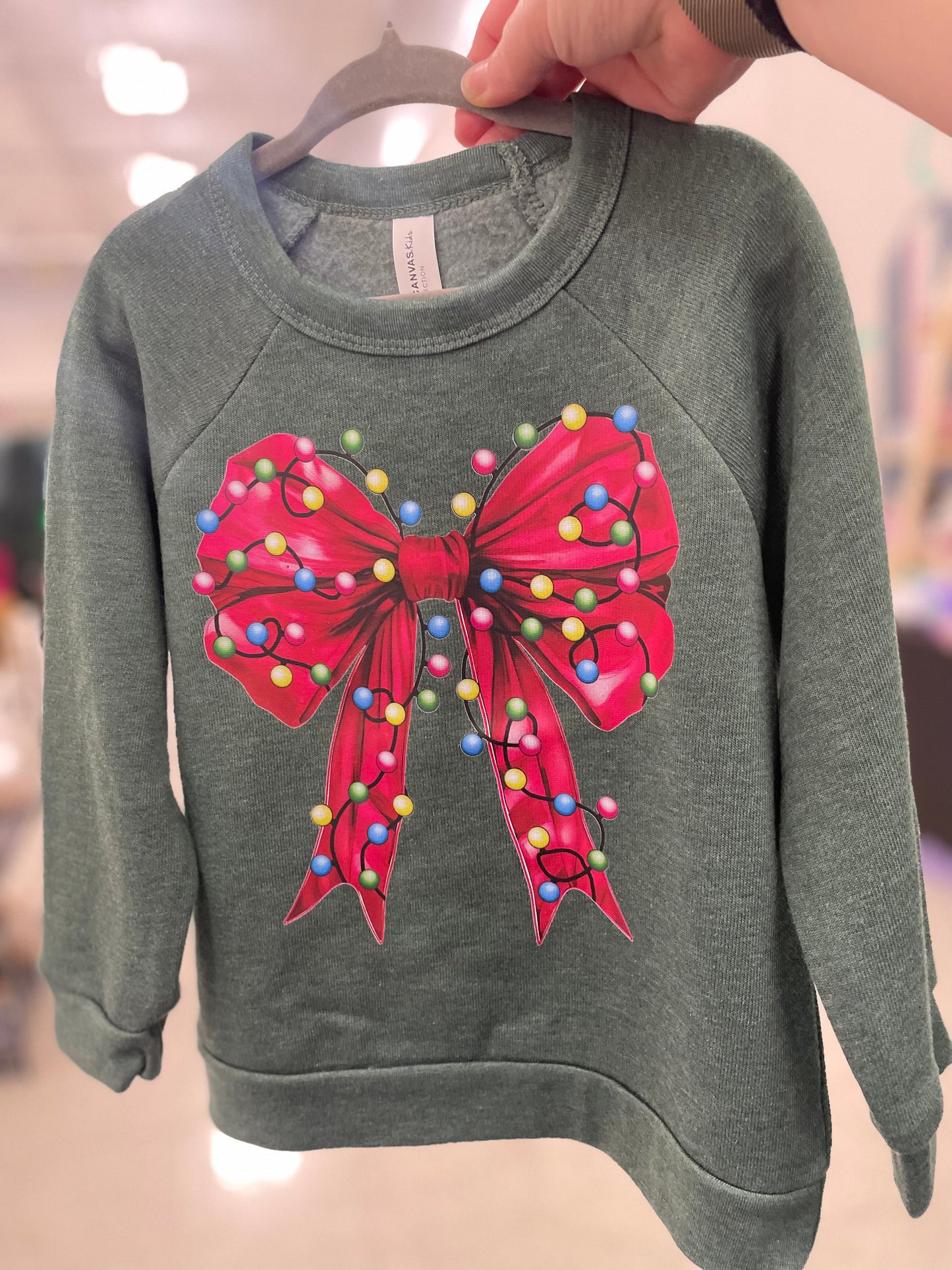 Girls - Christmas Bow Crewneck - RTS