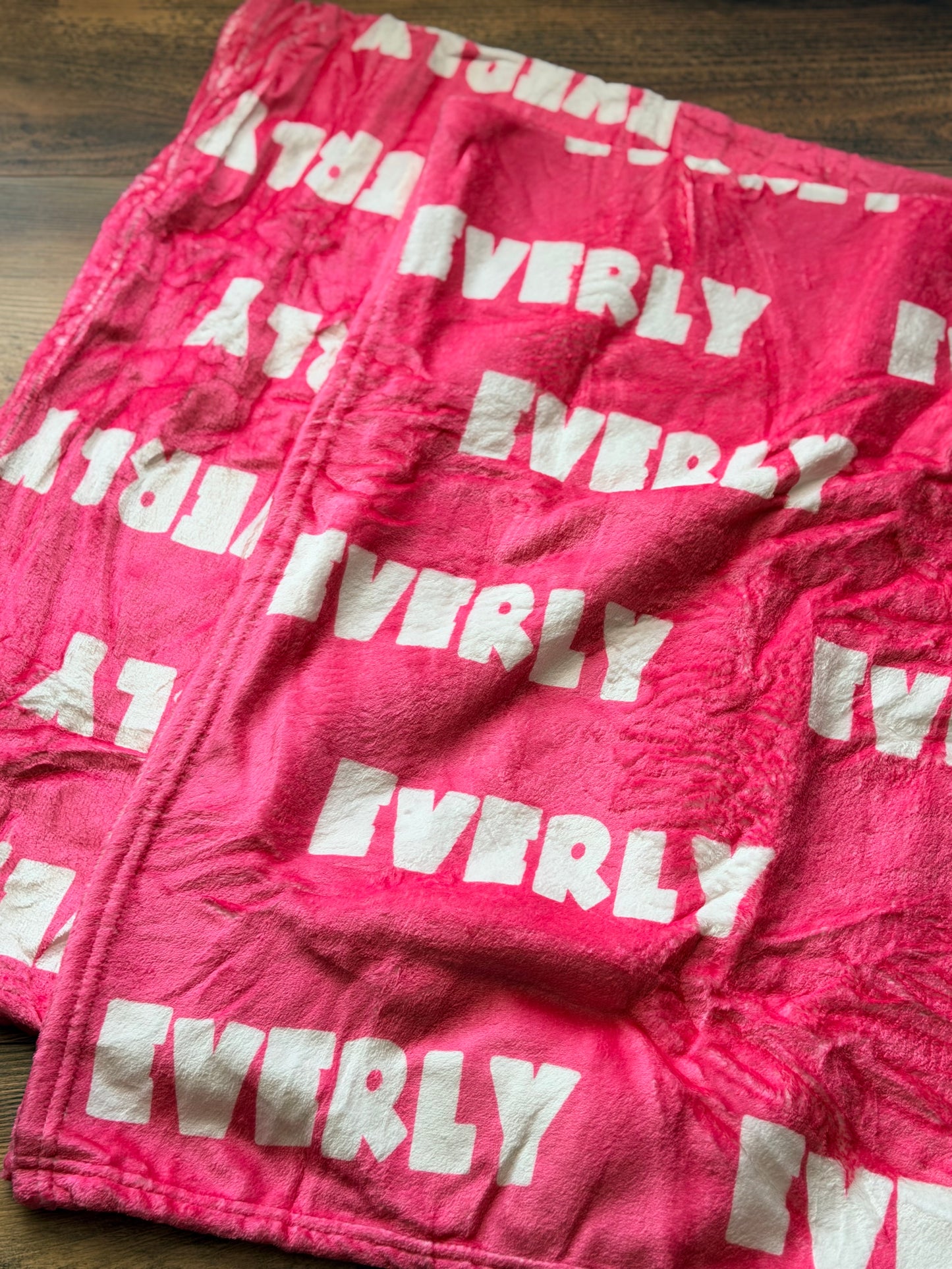 "Everly" Repeating Name Fleece Blanket