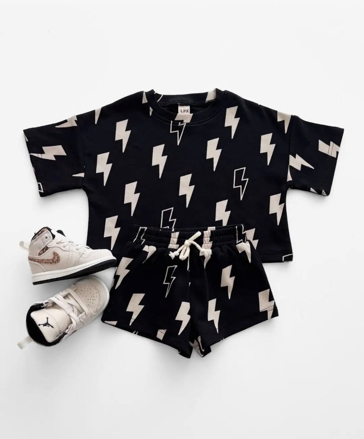 Black Bolts Shorts Set