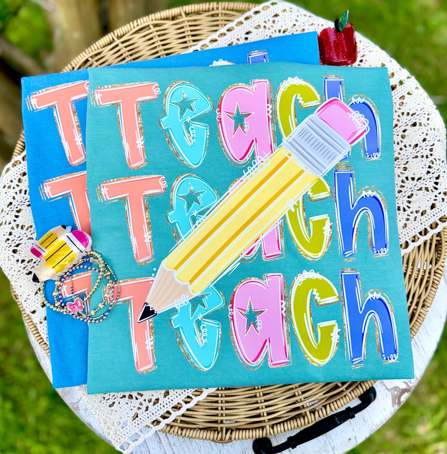 Teach Stacked with Pencil Tee