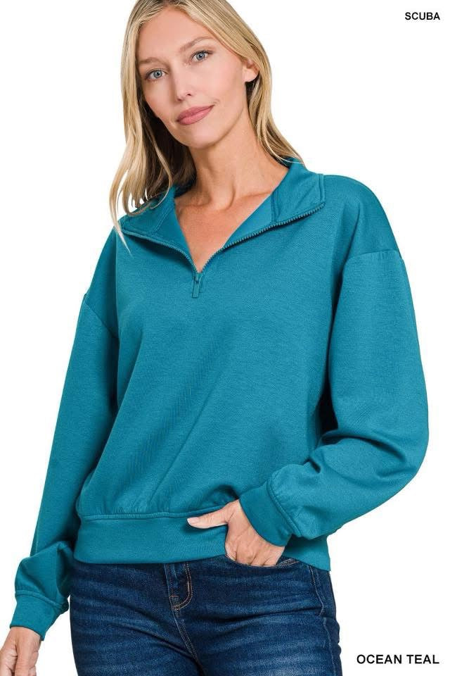 Ocean Teal Scuba Half Zip Pullover