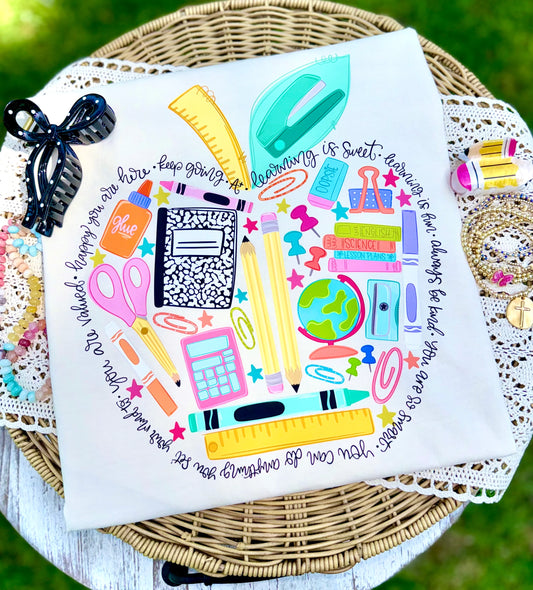 School Supply Affirmation Apple Tee