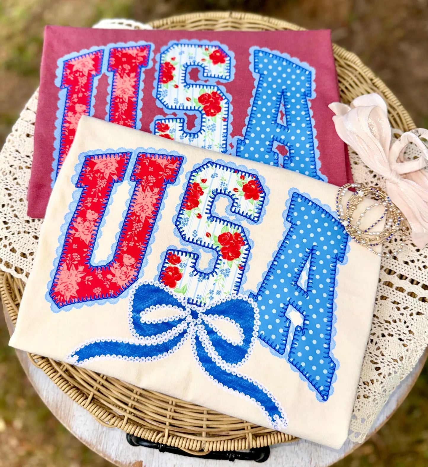 USA Lace Coquette Tee