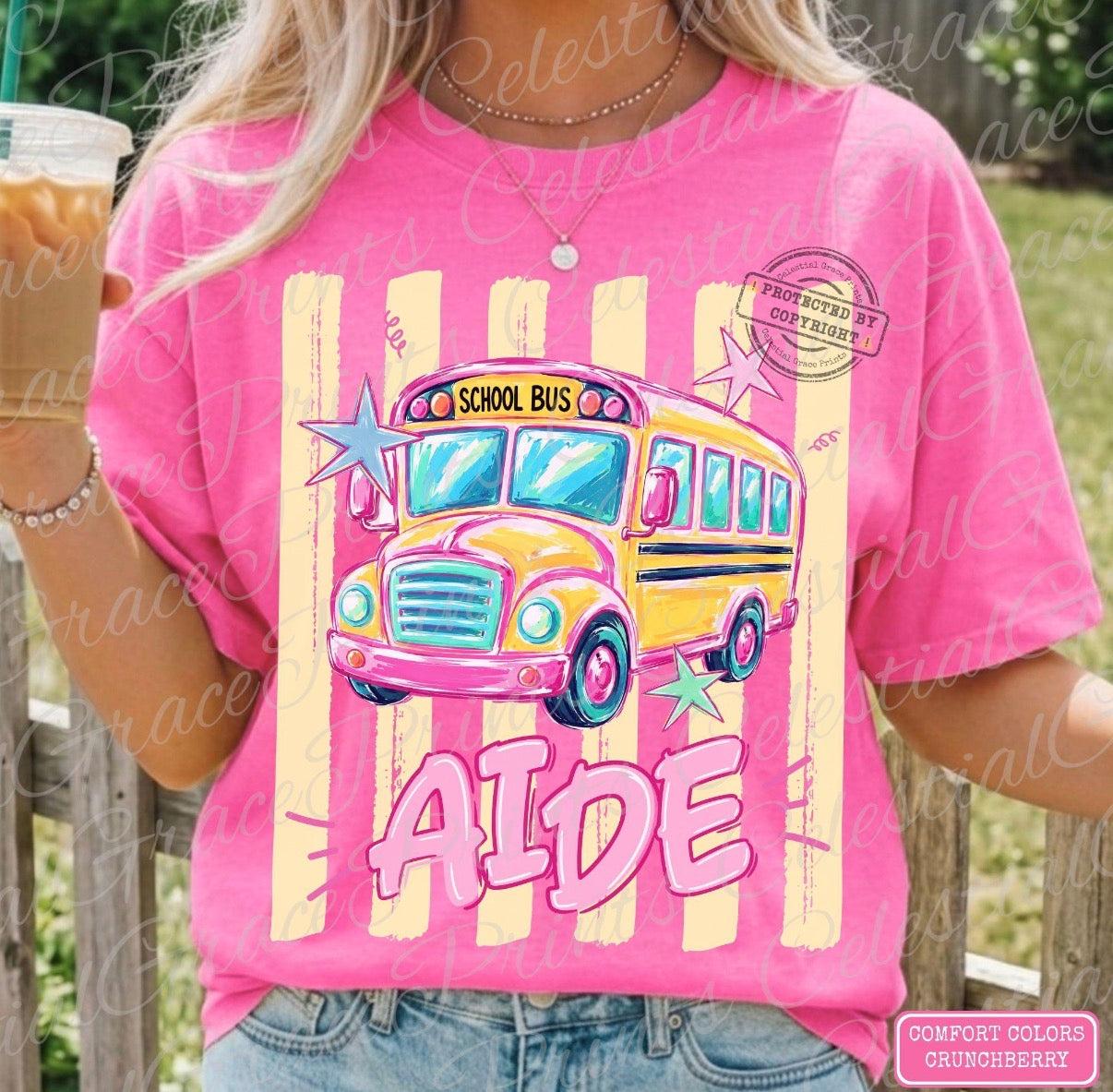 School Bus Aide Doodle Tee