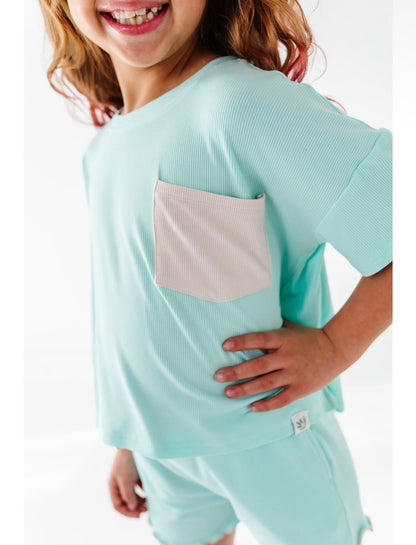 Ocean | Boxy Crop + Shorts Rib Set