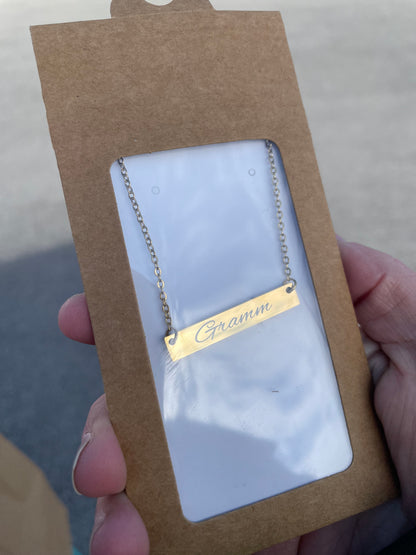 Custom Engraved Bar Necklace