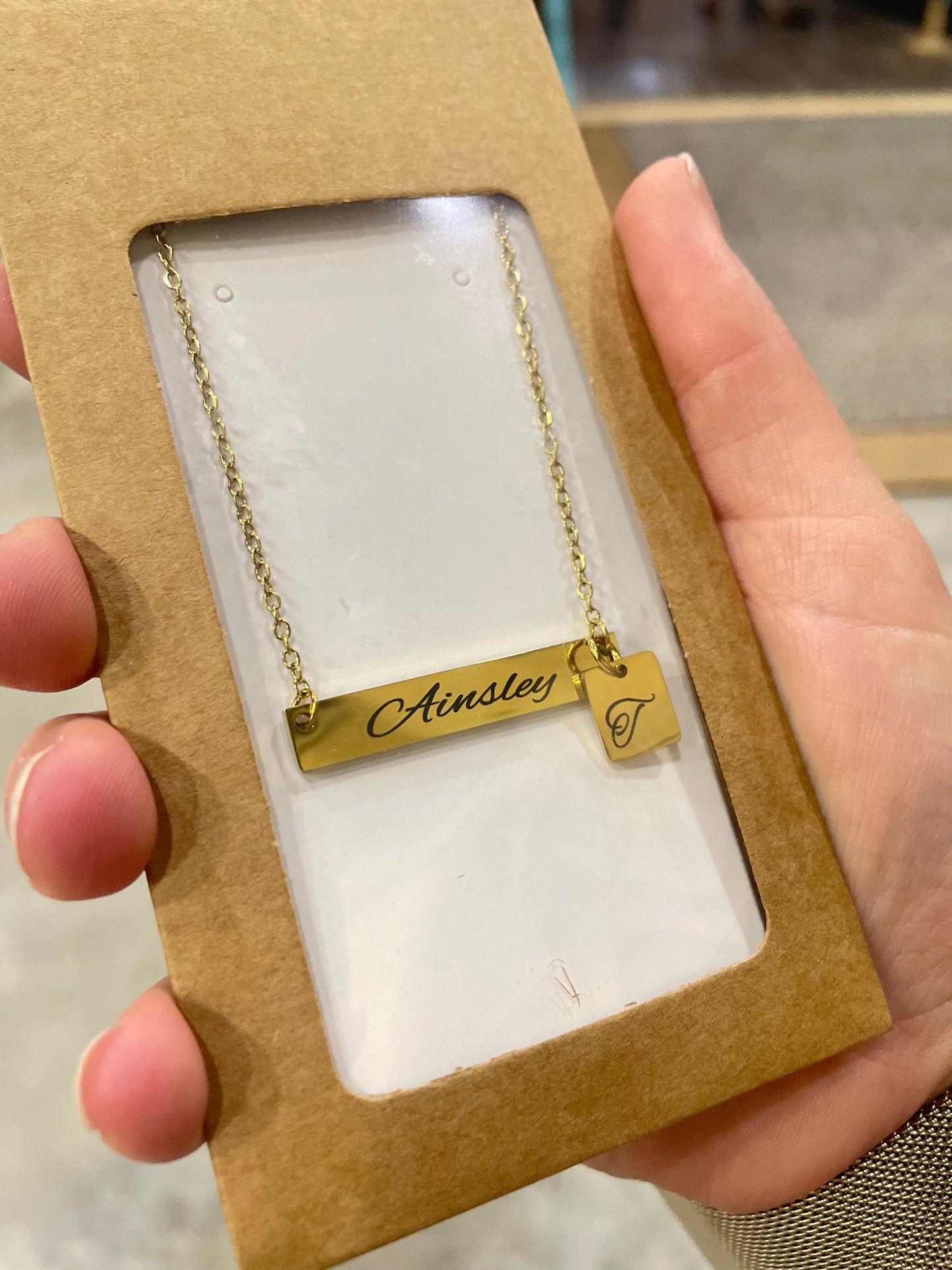 Custom Engraved Bar Necklace