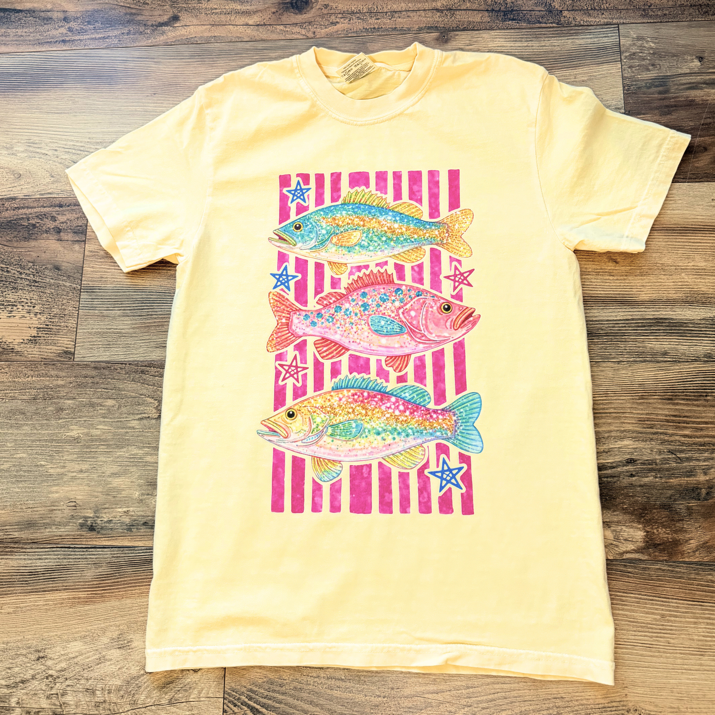 Colorful Fish & Stars Stripes Tee