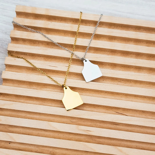 Custom Engraved Cow Tag Pendant Necklace