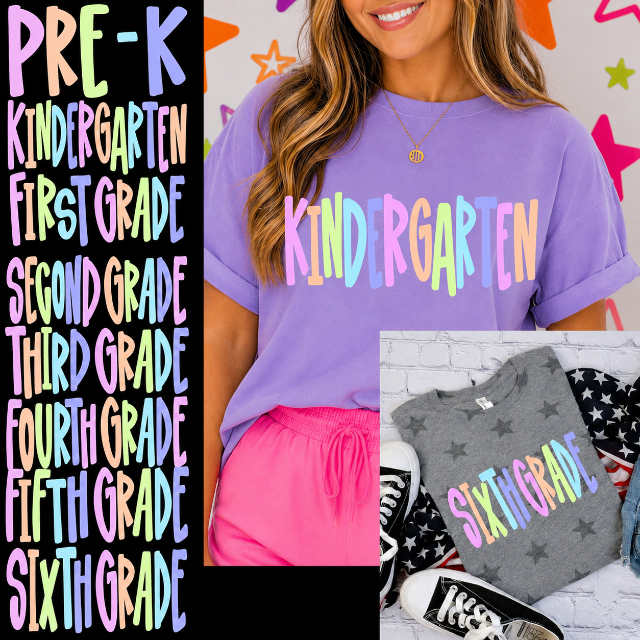 KIDS Pastel Mulitcolor School Tee