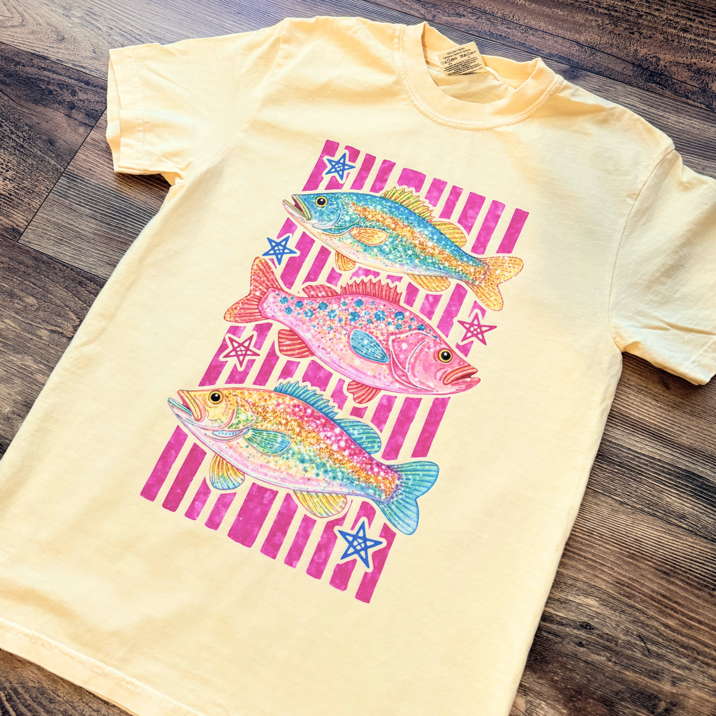 Colorful Fish & Stars Stripes Tee
