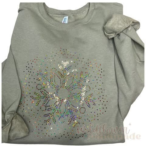 Tan spangle snowflake sweatshirt - RTS