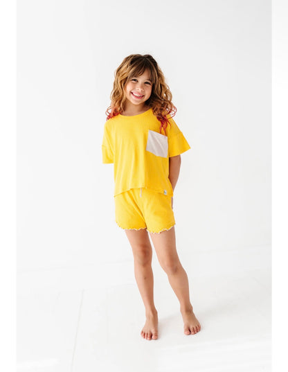 Lemon Drop | Boxy Crop + Shorts Rib Set