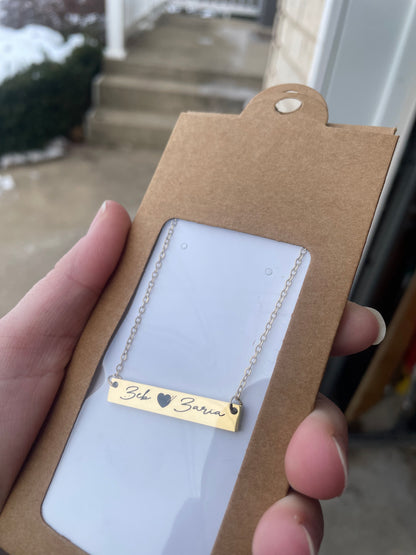 Custom Engraved Bar Necklace