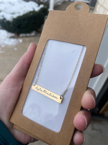 Custom Engraved Bar Necklace