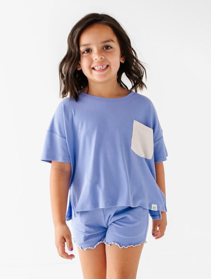 Periwinkle | Boxy Crop + Shorts Rib Set