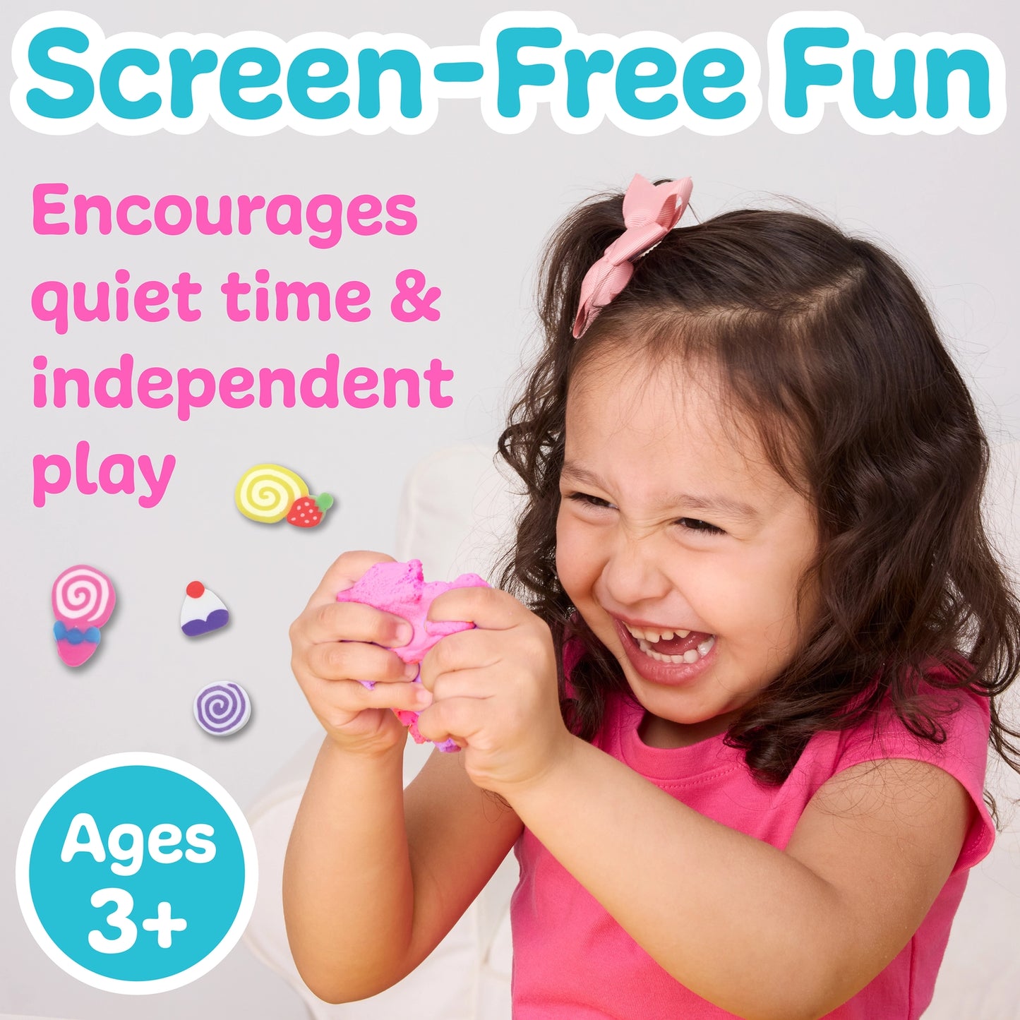 Child playing with a toy, promoting screen-free fun and independent play.