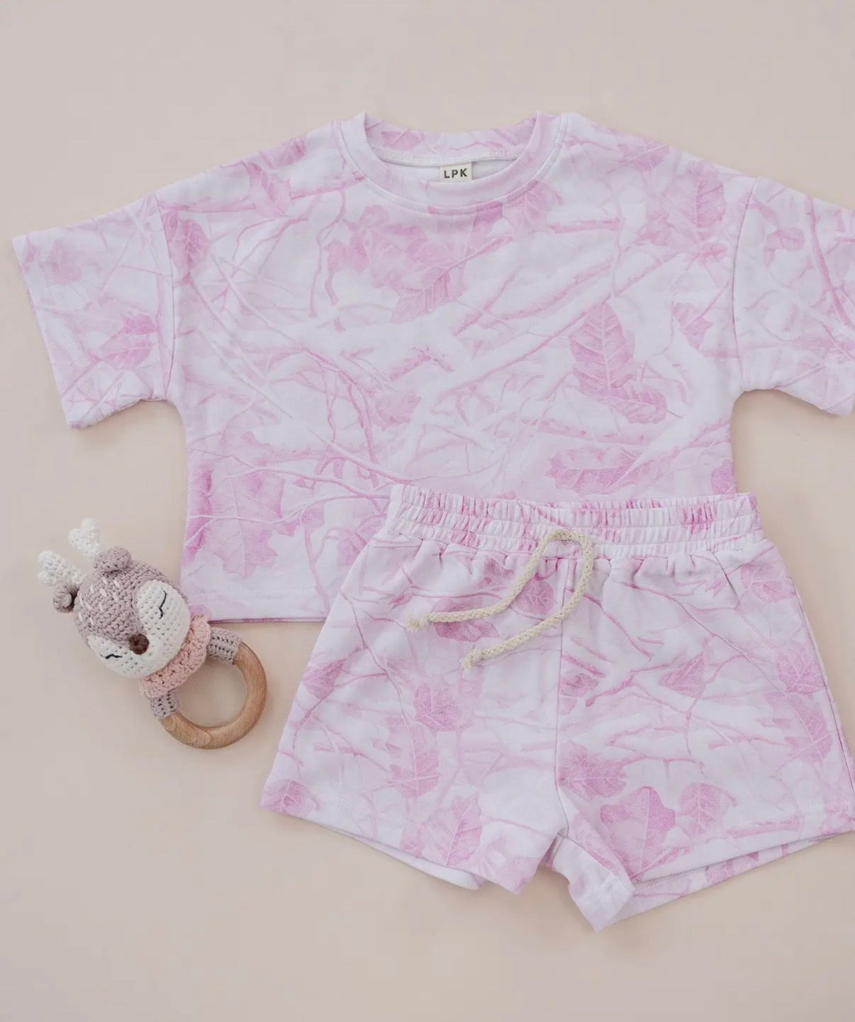 Pink Camo Shorts Set