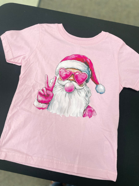 Girls - Pink Santa Tee - RTS