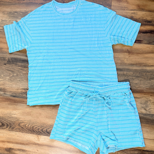 Blue Ribbed Carlie Set
