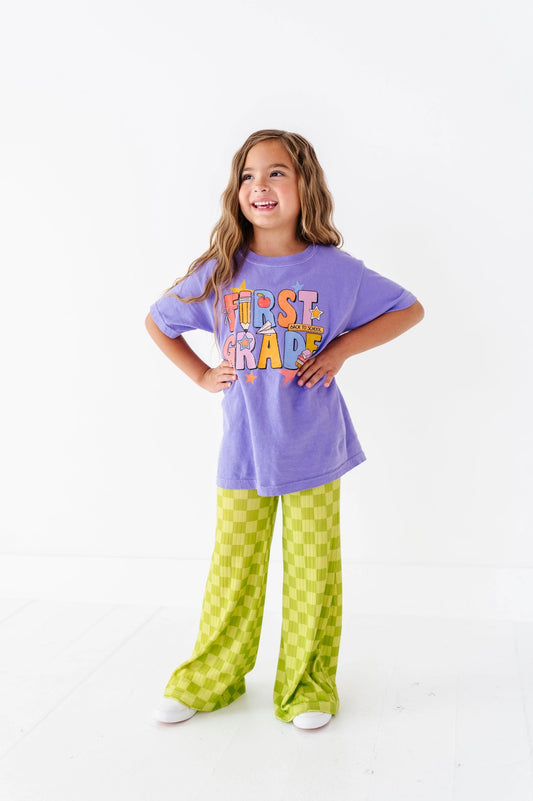 Green Apple Check | Wide Leg Pants