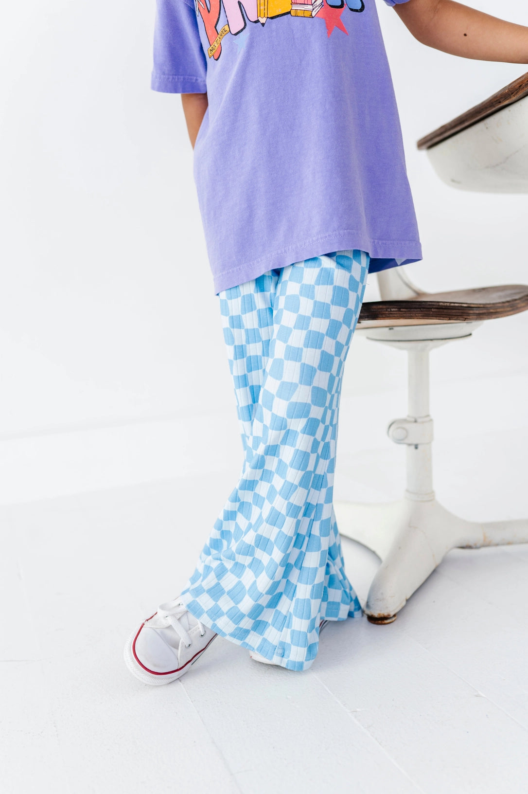 Blue Babe Check | Wide Leg Pants