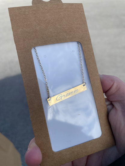 Custom Engraved Bar Necklace