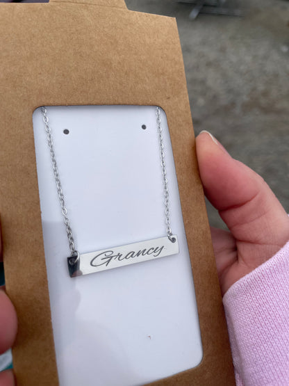 Custom Engraved Bar Necklace