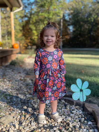 Haunted Garden 3/4 Sleeve Pocket Twirl Dress