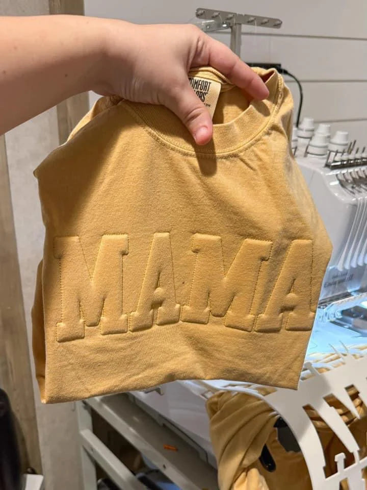 Mama Embossed Tee or Crewneck