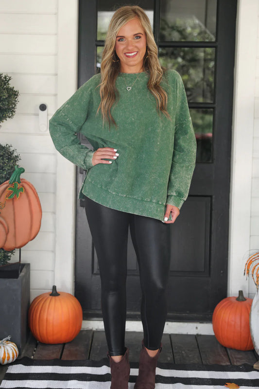 Alexis Corded Vintage Olive Pullover