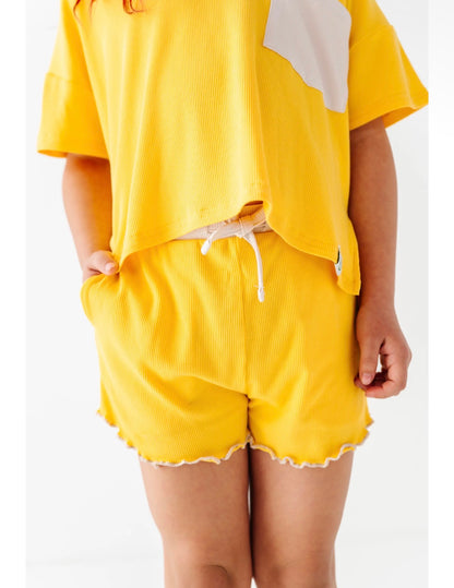 Lemon Drop | Boxy Crop + Shorts Rib Set