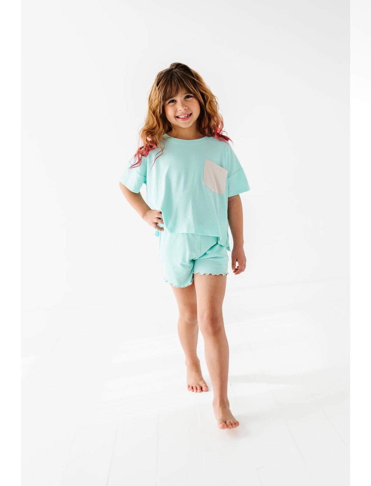 Ocean | Boxy Crop + Shorts Rib Set