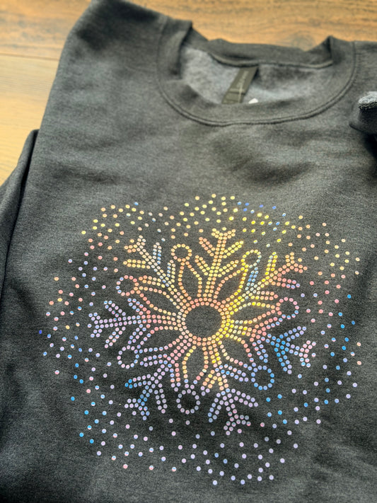 XL - Dark Grey Snowflake Spangle Crewneck
