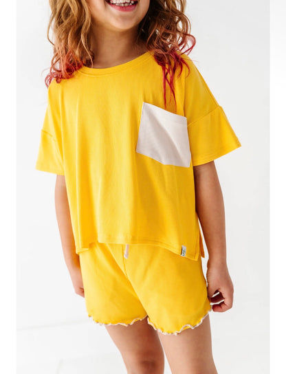 Lemon Drop | Boxy Crop + Shorts Rib Set