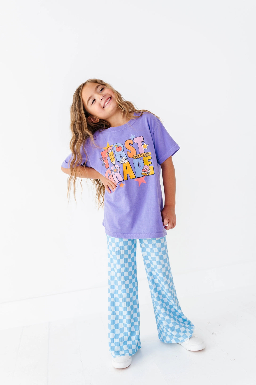 Blue Babe Check | Wide Leg Pants