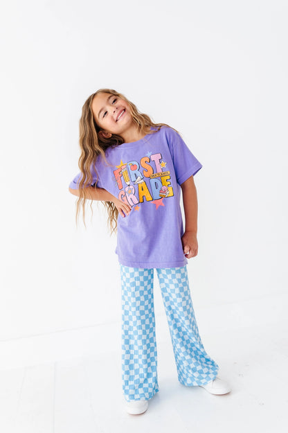 Blue Babe Check | Wide Leg Pants