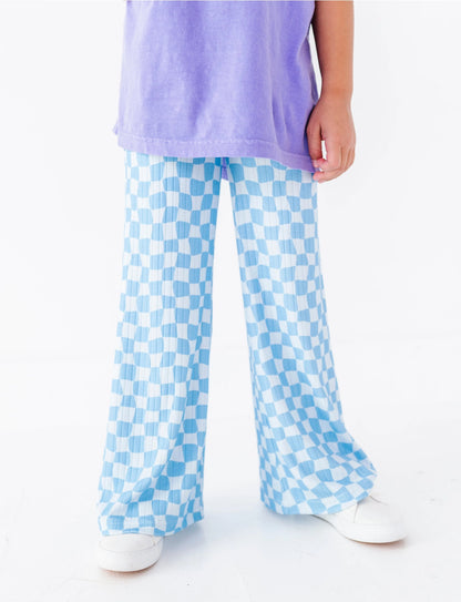 Blue Babe Check | Wide Leg Pants