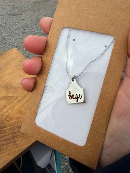Custom Engraved Cow Tag Pendant Necklace