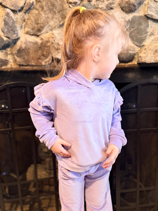 Girls Velour Pullover Hoodie & Pants