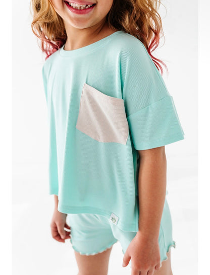 Ocean | Boxy Crop + Shorts Rib Set