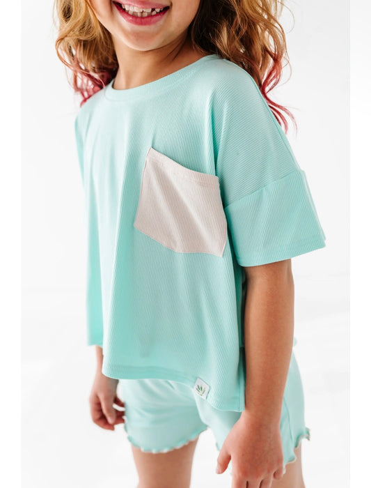 Ocean | Boxy Crop + Shorts Rib Set