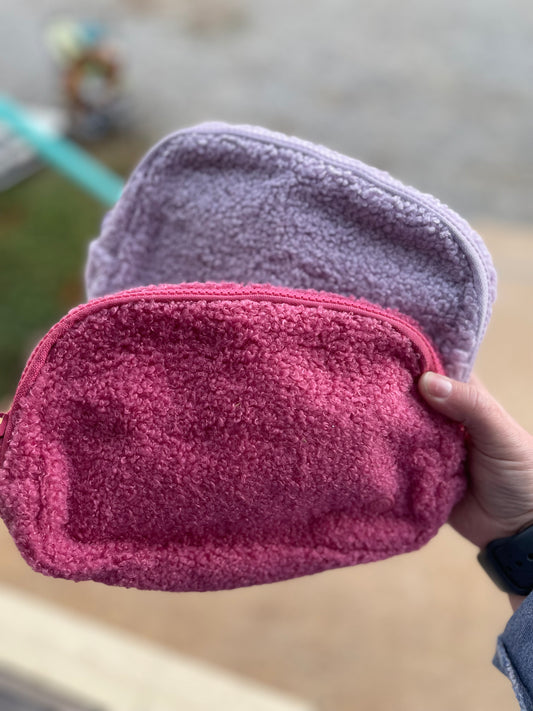 Girls Pink Fleece Belt Bag